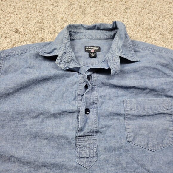 Ralph Lauren Polo Jeans Co Shirt Mens Medium Blue Denim Western 3/4 Button - Picture 3 of 7